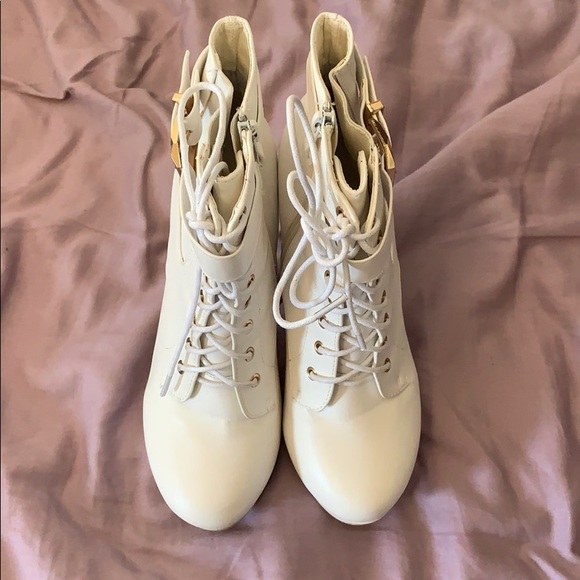 Worn Once - White Leather Boot Heels - Picture 3 of 6
